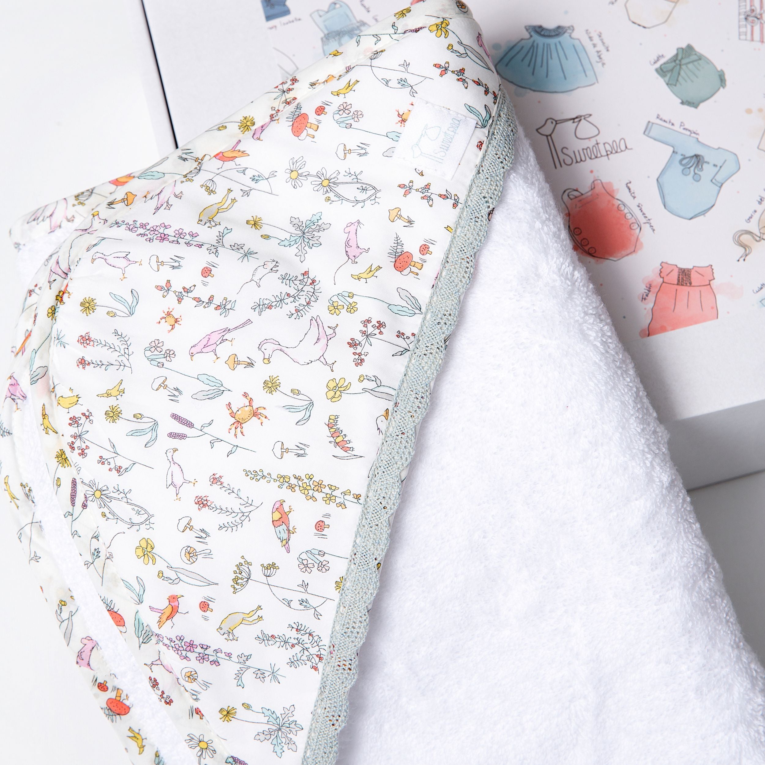 Toalla con capucha Liberty Animales Rosa