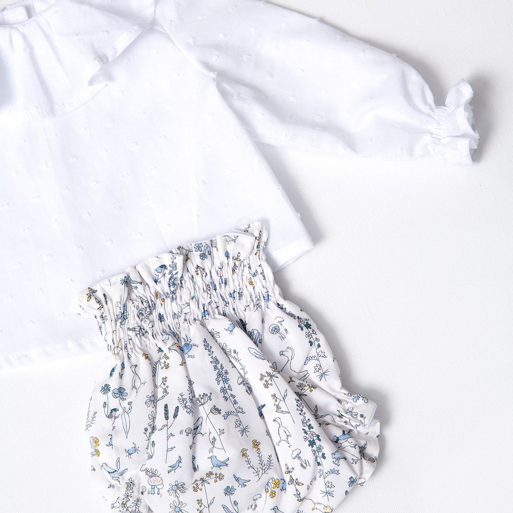 Culotte Liberty Animales Azul + Camisita Plumeti