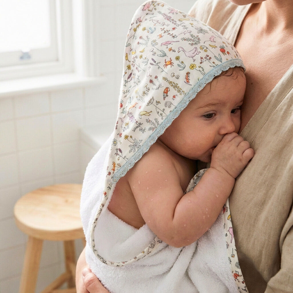 Toalla con capucha Liberty Animales Rosa - Sweetpea