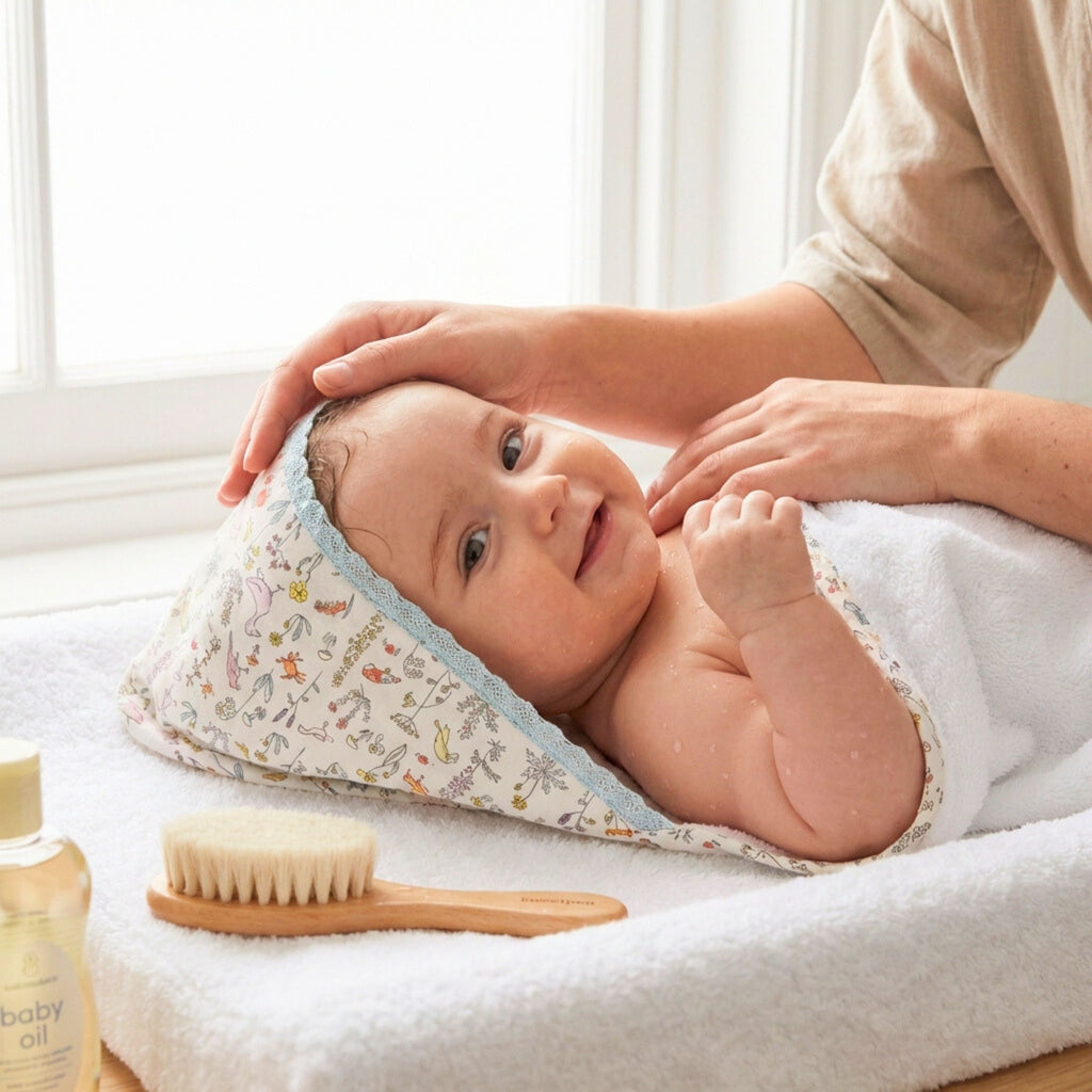 Toalla con capucha Liberty Animales Rosa - Sweetpea