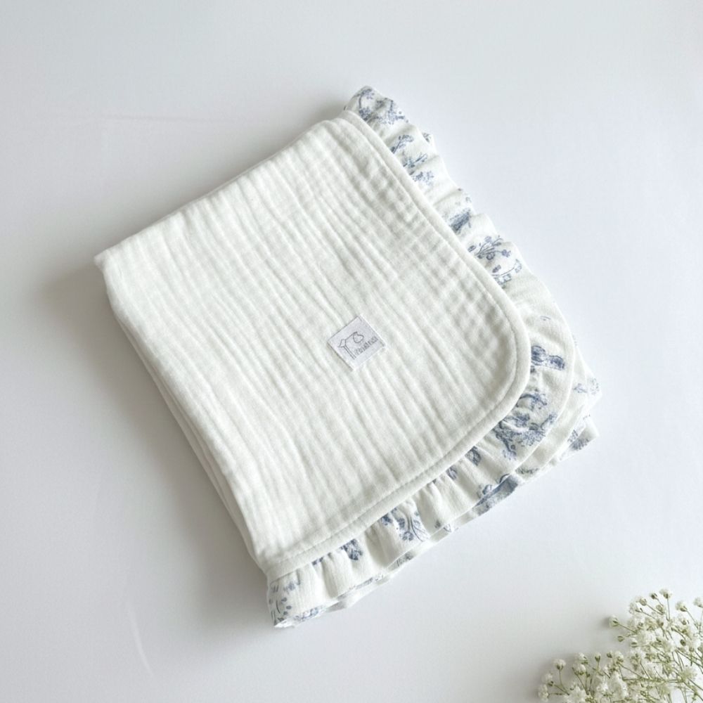 Muselina Martha Azul con volante