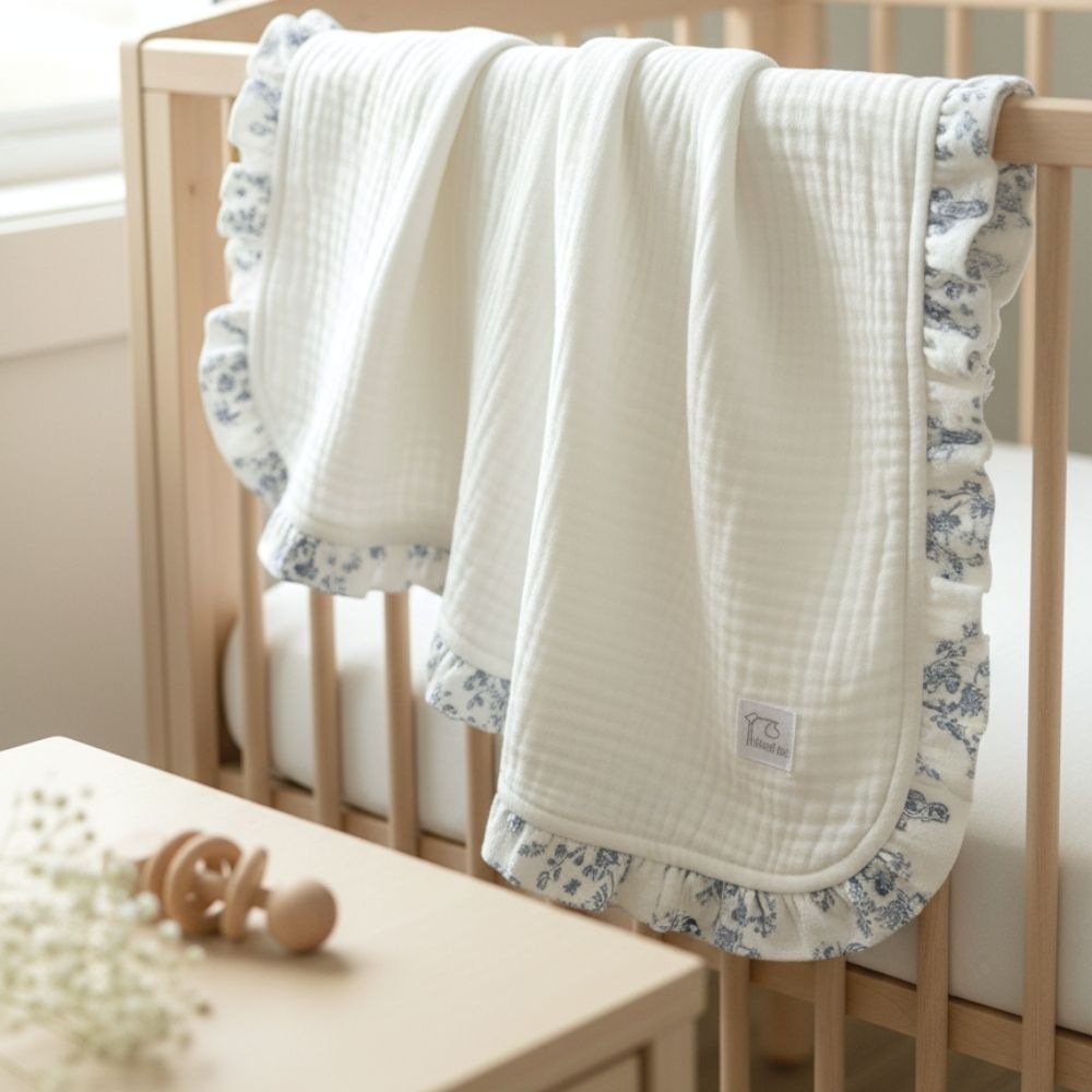 Muselina Martha Azul con volante