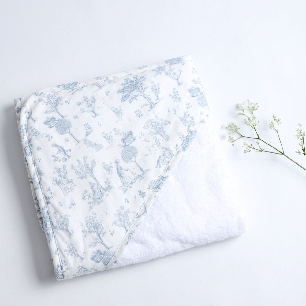 Hooded towel + bath towel Blue