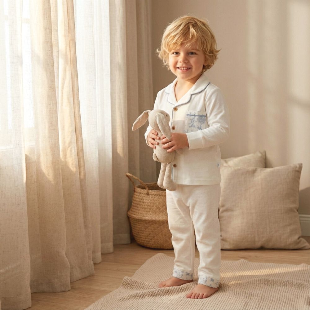 Boy's pajamas + coordinated baby pajamas, blue