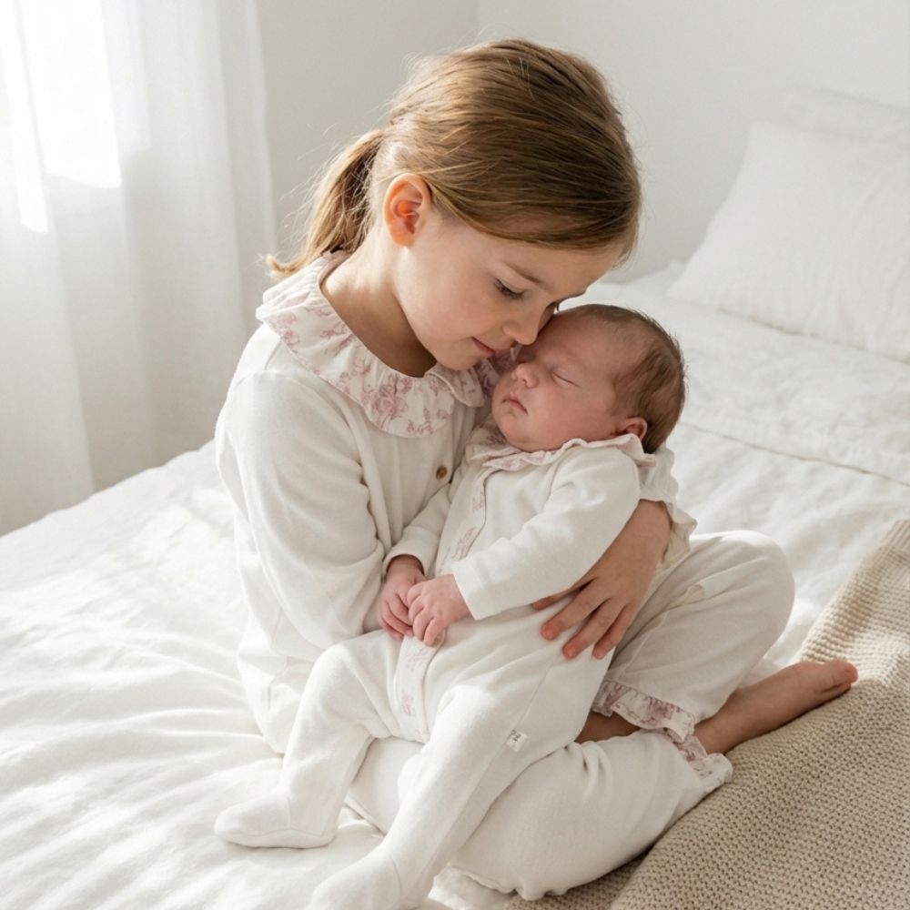 Boy's pajamas + baby's matching pajamas, pink