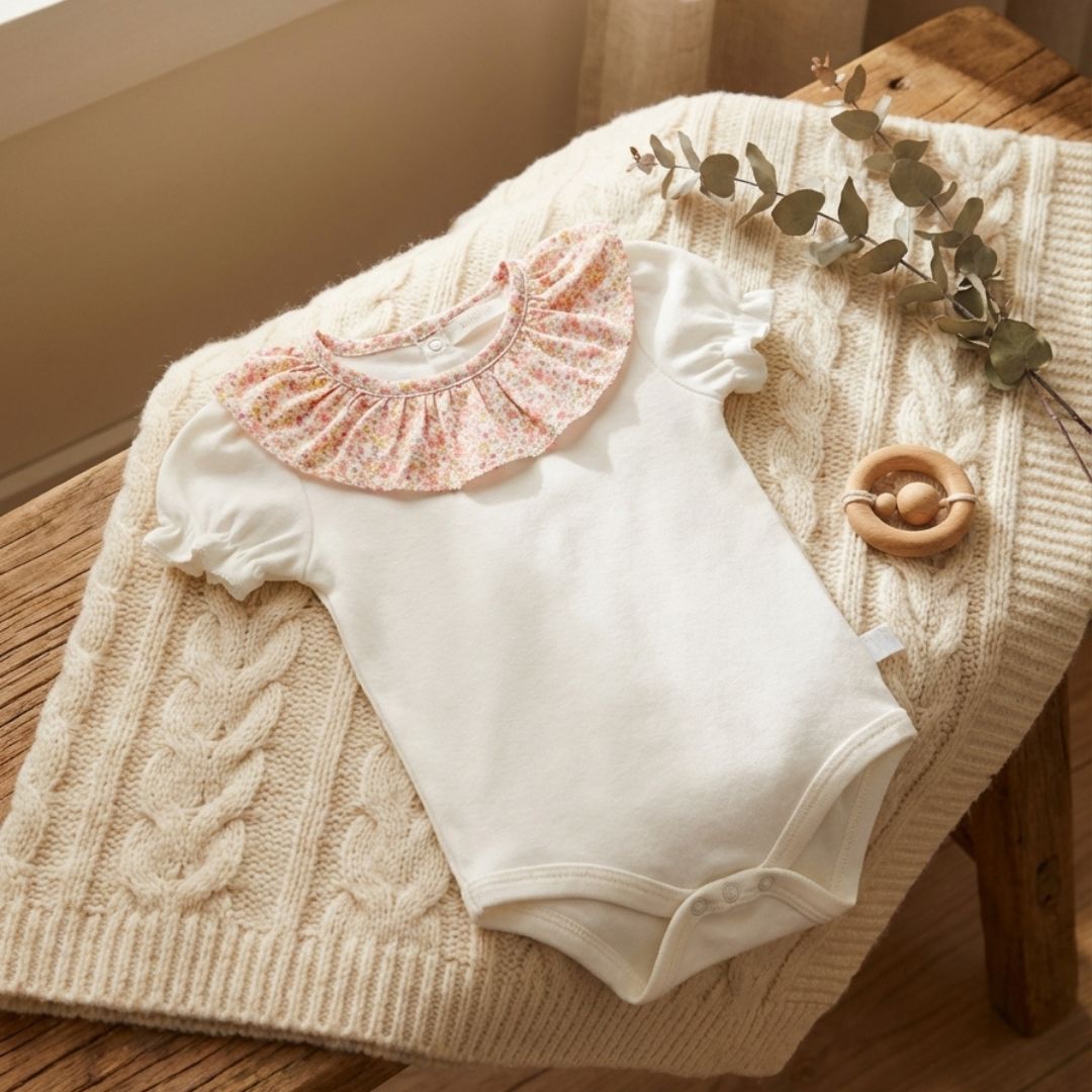 Body con cuello volante Florence manga corta