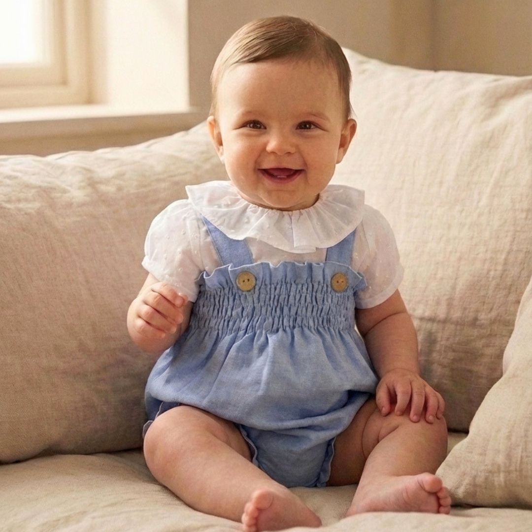Culotte Alto Lino Azul