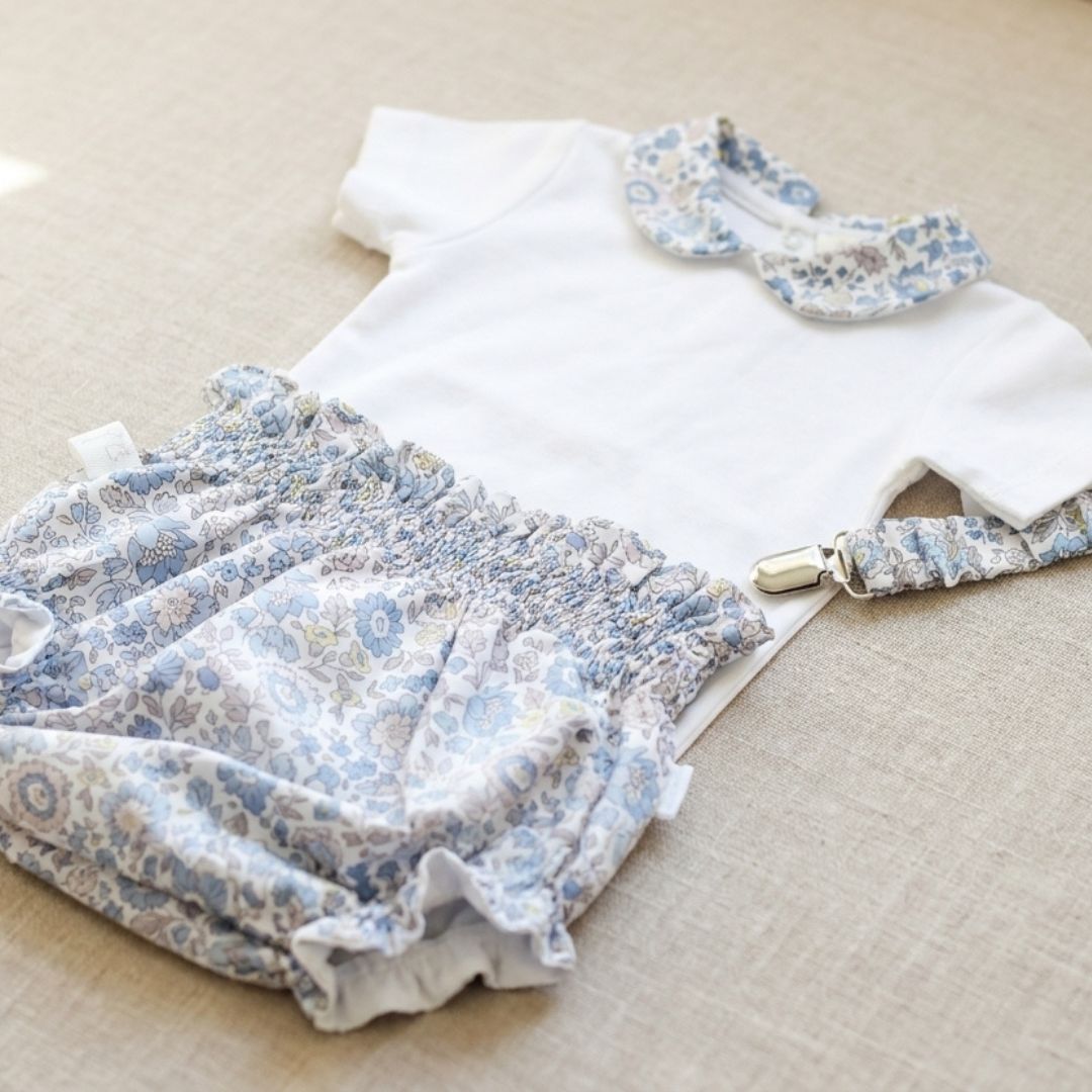 Conjunto Liberty Bluebelle body, culotte y chupetero